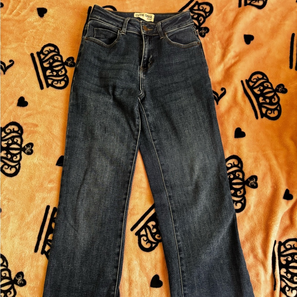 Dark Blue Wide Leg Women's Jeans